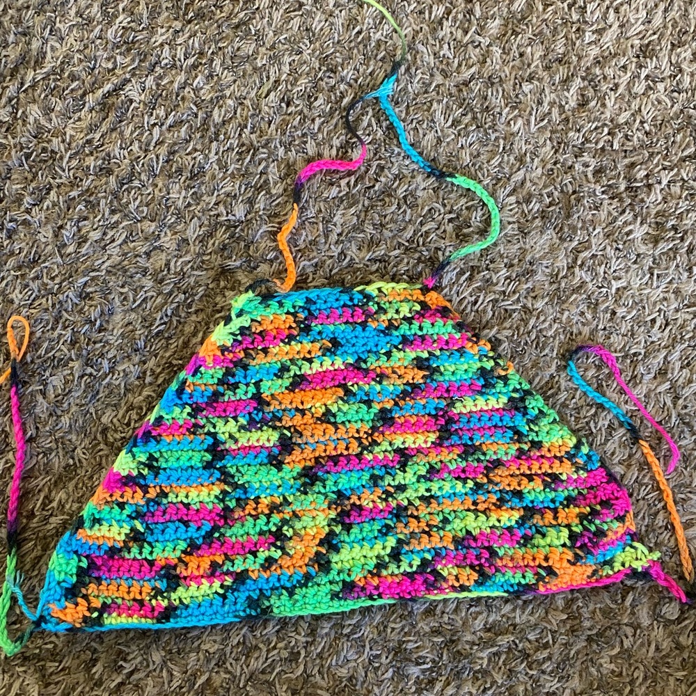Colorful Crochet Triangle Top